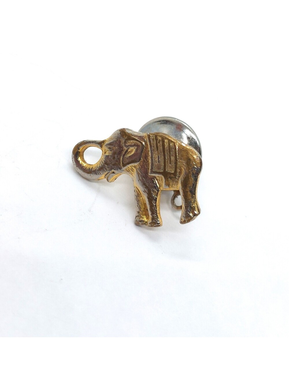 Vintage Elephant Pin Brass Tone Small Trunk Up Lucky Safari Zoo Animal Lapel
